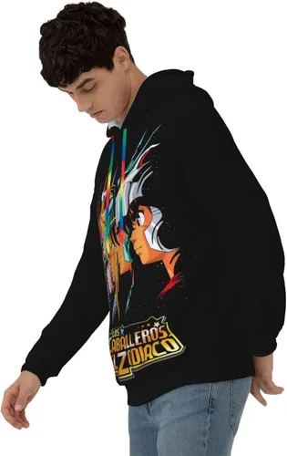 Vista 3 de Saint Anime Seiya - Sudadera con capucha para hombre, manga larga, casual, con bolsillo
