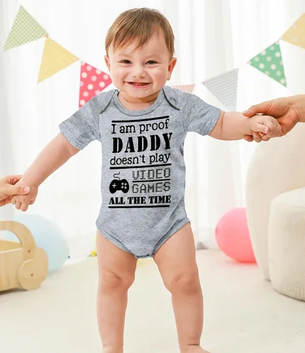 Vista 4 de UNICOMIDEA Mameluco de manga corta para bebés niños y niñas, estampado de letras, de 0 a 12 meses