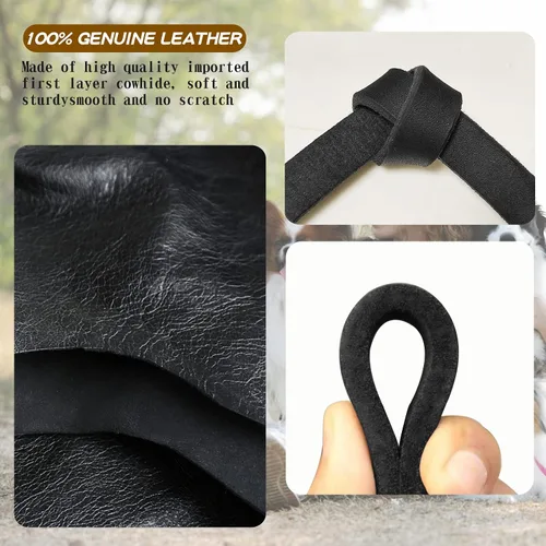 Vista 2 de Correa de perro de cuero 4 pies x 3/4 pulgada, Correa de entrenamiento para perros de cuero genuino trenzado resistente, suave y cómoda para perros