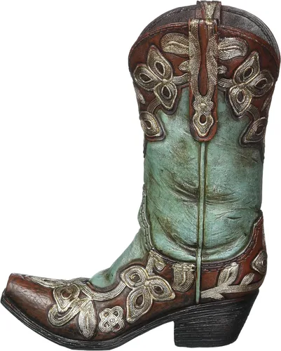 Vista 2 de Jarrón de botas vaquera turquesa