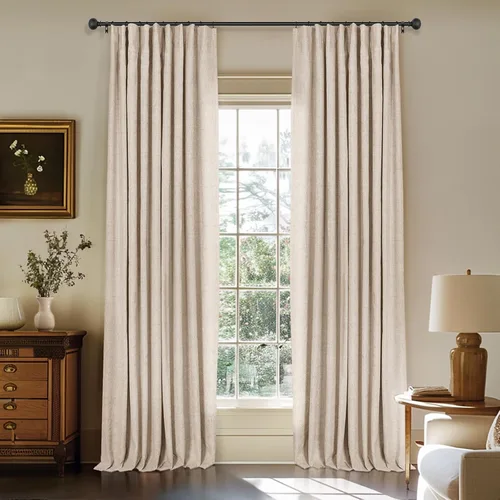 Vista 39 de INOVADAY Cortinas 100% opacas para dormitorio, cortinas opacas de color rosa bebé de 90 pulgadas de largo, cortinas opacas de lino con anillos