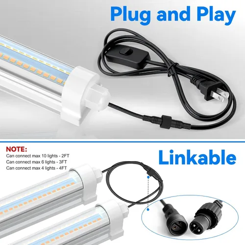 Vista 6 de JESLED Luces de cultivo impermeables para plantas de interior, 2 pies de espectro completo 5000K LED para inicio de semillas, plántulas y verduras
