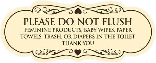 Vista 17 de Signs ByLITA Designer Please Do Not Flush Etiqutte Letrero (negro) - Pequeño 1 paquete
