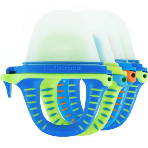 Vista 18 de Teetherpop Mordedor de silicona rellenable para bebés – Moldes de paletas de leche materna para la dentición con ranuras antiderrame – Mordedores