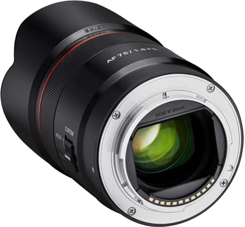 Vista 5 de Rokinon AF 2.953 in F1.8 Lente de teleobjetivo compacto de enfoque automático para Sony FE Mount, negro (IO75AF-E)