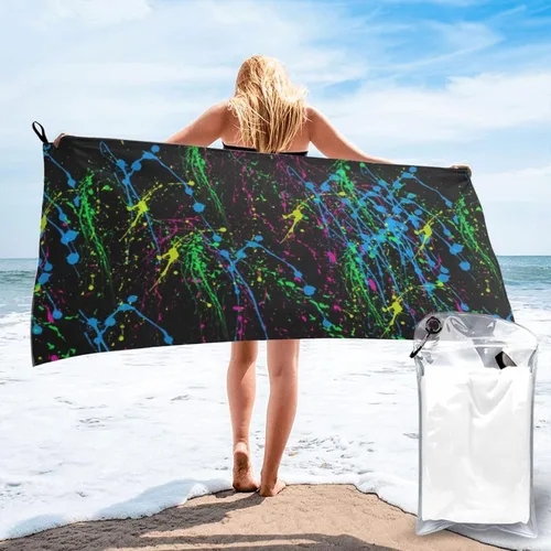 Vista 14 de Toalla de playa de microfibra, de gran tamaño, secado rápido (31.5 x 63 pulgadas), a prueba de arena, absorbentes, compactas, manta de playa, toalla