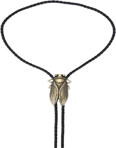 Vista 148 de Jeilwiy Corbata de bolo para hombre, corbata de vaquero occidental, collar de corbata de bolo dorado, corbata de cuero, corbata de Halloween