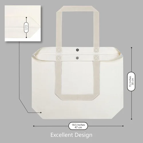 Vista 5 de TOPDesign Paquete de 2 bolsas de lona con cierre magnético, bolsas de compras reutilizables para comestibles, haz tus diseños creativos