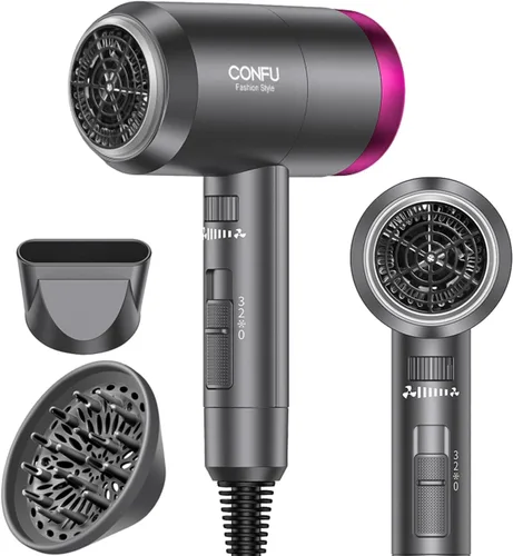 Vista 9 de Secador de pelo, secador de pelo CONFU con difusor, secador de pelo profesional 21000PRM, secador de pelo iónico negativo portátil ligero de secado