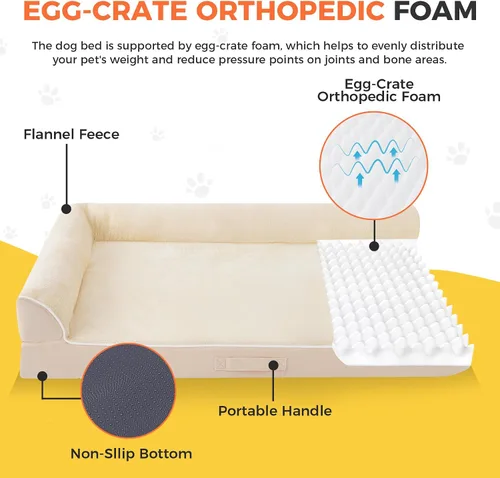 Vista 2 de Cama para perros de tamaño grande, cama ortopédica para perros grandes, cama impermeable para mascotas con funda extraíble lavable, sofá