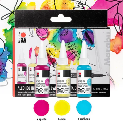 Vista 2 de Marabu Juego de tinta de alcohol, 0.7 fl oz, juego de flores