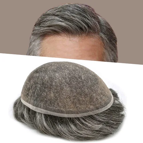 Vista 85 de PUNRU HAIR Completo Swiss Lace Toupee para hombres Sistema de cabello humano real Sistema de reemplazo de cabello humano para hombre Toupee