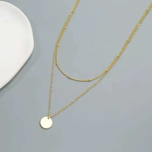 Vista 6 de LEXODY Delicado collar de gargantilla de oro simple para mujer, chapado en oro de 18 quilates, minimalista en capas, cadena de moneda circular única