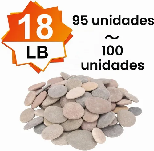 Vista 2 de Aproximadamente 100 piezas de rocas para pintar, 2.2"-3.5", planas, suaves - de río, para manualidades, piedras de bricolaje DIY, 18 libras