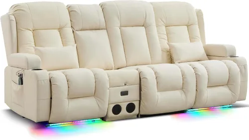 Vista 10 de URRED Sofá reclinable Power Loveseat con masaje y calor, gris ceniza