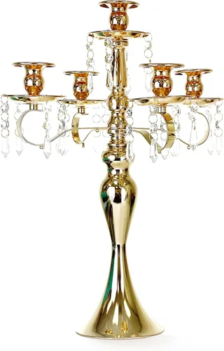 Vista 6 de allgala Portavelas decorativo votivo chapado en cristal (12 pulgadas, dorado)