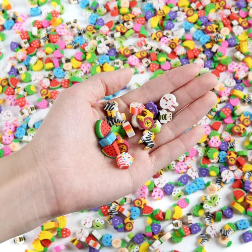 Vista 5 de 300 piezas de borradores de frutas de animales, surtido de pequeños borradores de lápices para niños para recuerdos de fiesta, relleno de regalos
