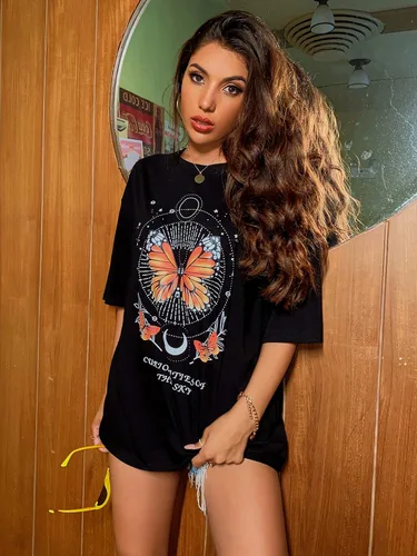 Vista 3 de Floerns - Camiseta de manga corta con estampado gráfico informal para mujer