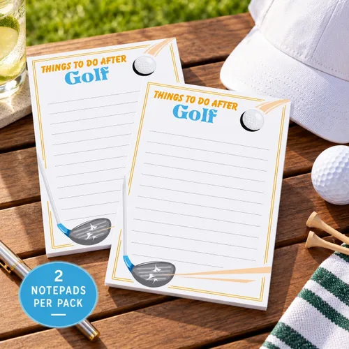 Vista 2 de Divertidos blocs de notas adhesivas - Divertidos regalos de golf - Lindos blocs de notas - Paquete de 2