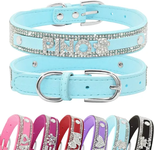 Vista 7 de Collar de Perro de Cristal Senristar Personalizado con Nombre Brillante, Collar de Perro Personalizado con Brillantes Rinstones para Perro Pequeño