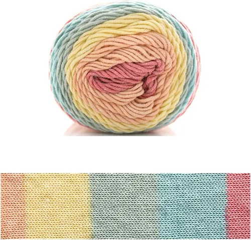 Vista 12 de Hilo de color de algodón para tartas, hilo multicolor arcoíris para tejer y tejer a ganchillo, 2 bolas de 7.05 oz, 45% algodón, 55% acrílico, hilo