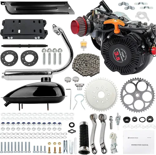 Vista 10 de Kit de motor de bicicleta de 100cc 4 tiempos, motor de gasolina motorizado de cilindro único para bicicleta modificada, motor de scooter modificado