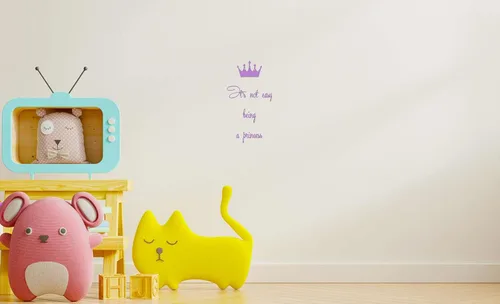 Vista 4 de Wall Decals Vinyl Decal Sticker Girl Quote It's Not Easy Being a Princess Crown Home Interior Art Mural Kids Nursery Baby Room Decor KT19