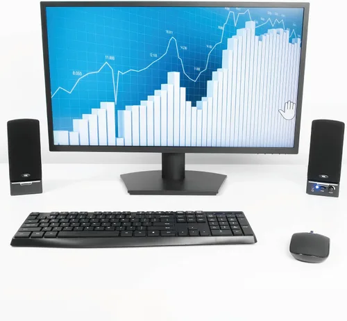 Vista 5 de Cyber Acoustics Altavoces de computadora CA-2014, sonido estéreo completo, controles convenientes, configuración fácil