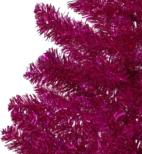 Vista 4 de 3' Metallic Pink Tinsel Artificial Christmas Tree - Unlit