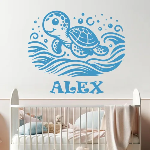 Vista 18 de Calcomanías de pared de animales, calcomanías personalizables con nombre de bebé y decoración de animales del bosque, calcomanías de pared