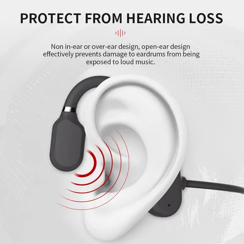 Vista 7 de Auriculares deportivos inalámbricos con orejas abiertas, Bluetooth 5.0, impermeables, a prueba de sudor, con micrófono, para deportes, correr