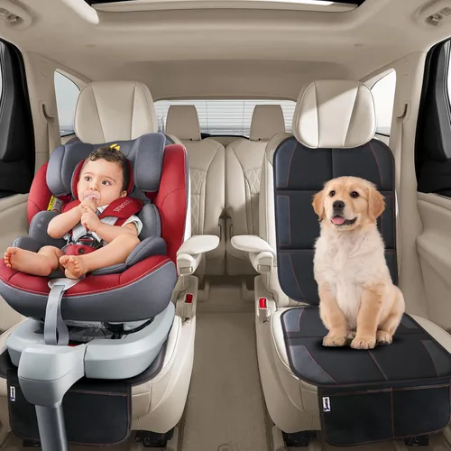 Vista 5 de Protector de asiento de automóvil con respaldo acolchado de goma antideslizante, acolchado impermeable más grueso para asientos infantiles, sin