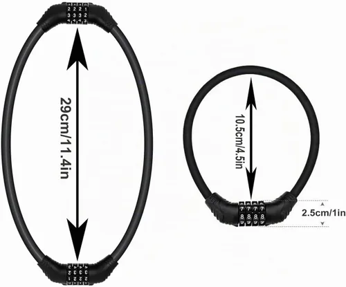 Vista 5 de Cable de bloqueo de bicicleta, cadena de bloqueo de bicicleta antirrobo, cerradura de bicicleta combinada, cerradura de combinación de seguridad