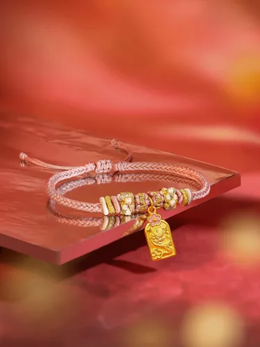 Vista 3 de ZHOU LIU FU 24K Solid Gold Bracelet Luck Fish Real Gold Charm Bracelet Adjustable Jewelry Braided Bracelet for Women Teens Girls