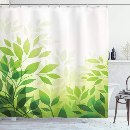 Vista 123 de Ambesonne Decor Collection, juego de cortina con ganchos para regadera Amarillo y marrón