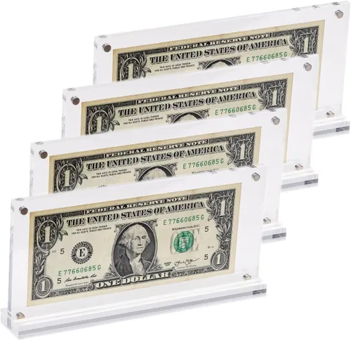 Vista 8 de IEEK Marco acrílico para billetes de dólar, soporte de papel transparente para coleccionistas, protector de billetes de dólar, soporte de exhibición
