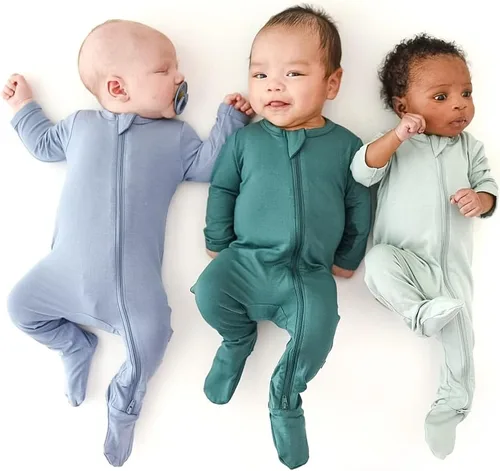 Vista 97 de KYTE BABY Pies unisex con cierre de cremallera, rayón hecho de bambú, 0-24 meses