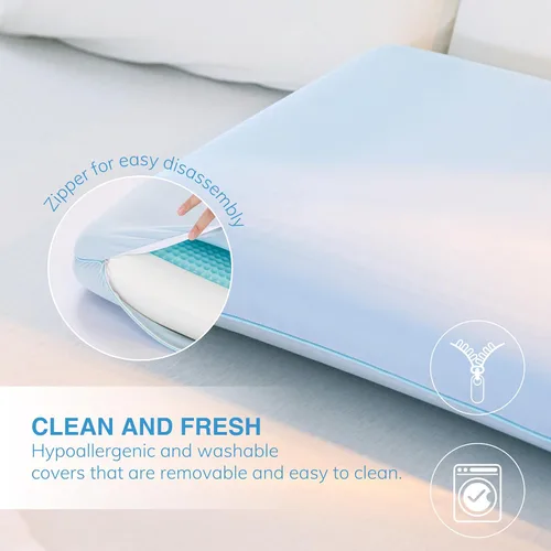 Vista 5 de EGOHOME Almohada de espuma viscoelástica de gel refrescante, reversible Azul