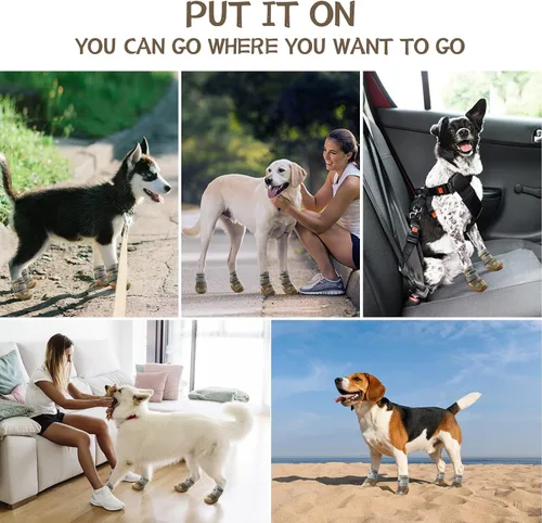 Vista 9 de Botas para perros grandes, botas para perros medianos y protectores de patas para suelos de madera dura, botines para perros al aire libre