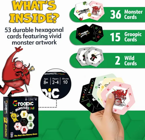 Vista 2 de Groopic Monster's Style - Giro galardonado y divertido en el amado juego de Rummy. Juegos de mesa para niños de 8 a 12 años y familias, innovador