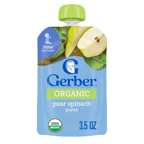 Vista 17 de Gerber Alimento orgánico para bebés de manzana, arándano y espinacas, bolsa de 3.5 onzas