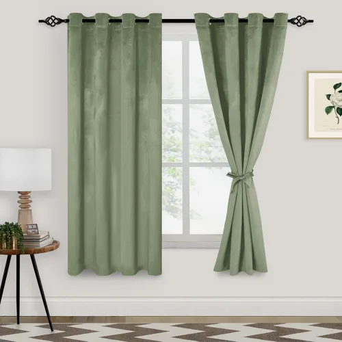 Vista 58 de XWZO Cortinas de terciopelo azul de 63 pulgadas de largo, elegantes cortinas de lujo suaves para sala de estar, aislamiento térmico, oscurecimiento