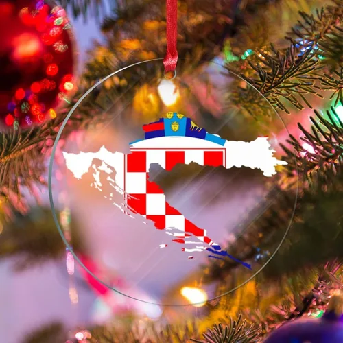 Vista 17 de Silueta de la bandera de Bután, adornos para árbol de Navidad, bandera nacional, recuerdo, decoraciones de Navidad, adornos acrílicos de Bután