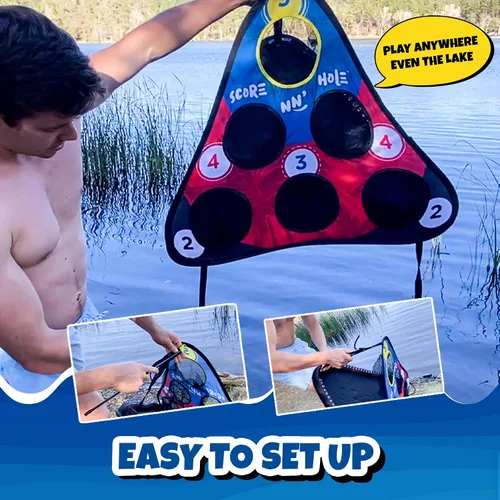 Vista 3 de SKIP NN' HOLE Stonne Skipping Meets Pool Cornhole Game - para todas las edades