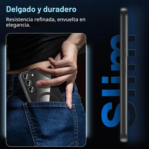 Vista 8 de Hensinple Funda Magnética para Samsung Galaxy S22, Funda para Teléfono Galaxy S22 [Compatible con MagSafe], Cubierta Magnética Transparente