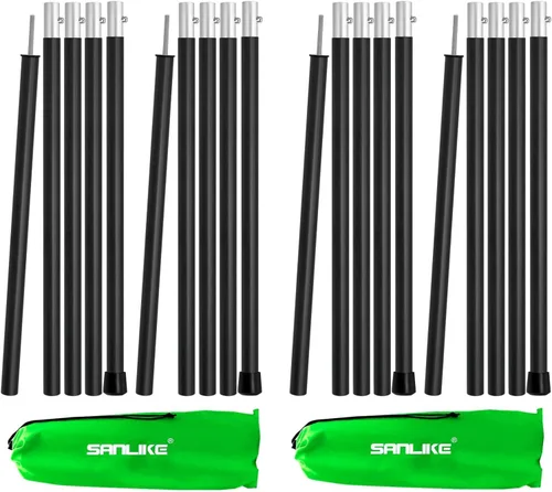 Vista 8 de SANLIKE Postes de aluminio para lona – 75 pulgadas postes plegables para toldos, toldos, moscas de lluvia, refugio – 2 juegos (5 secciones)