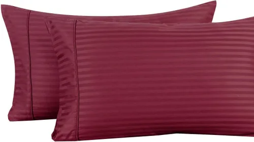 Vista 15 de Juego de 2 fundas de almohada de lujo para dormir con funda suave y transpirable, 100% algodón, 800 hilos, almohadas de rayas azul claro estándar