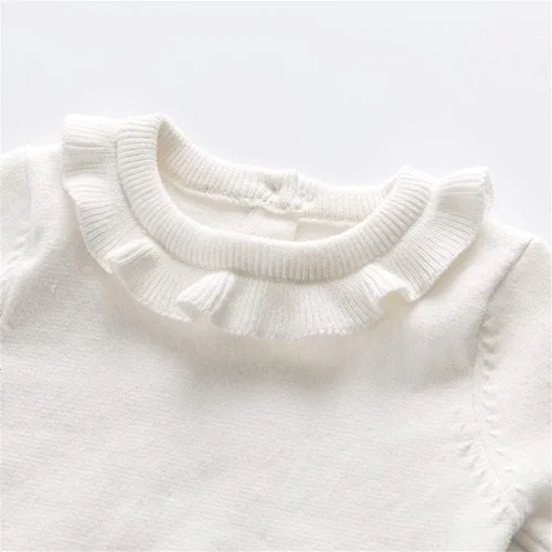 Vista 3 de Suéter de punto con cuello redondo para niñas y bebés, ropa de invierno