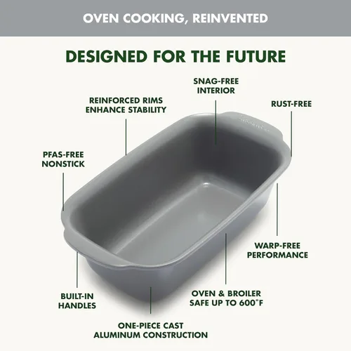 Vista 4 de GreenPan Premiere Ovenware - Molde antiadherente de cerámica saludable para pan de 1 libra, sin PFOA ni PFAS, utensilios para hornear resistentes a