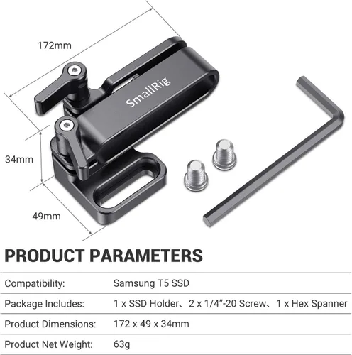 Vista 7 de Soporte de montaje SMALLRIG SSD para Samsung T5 SSD con 1/4"-20 hilos